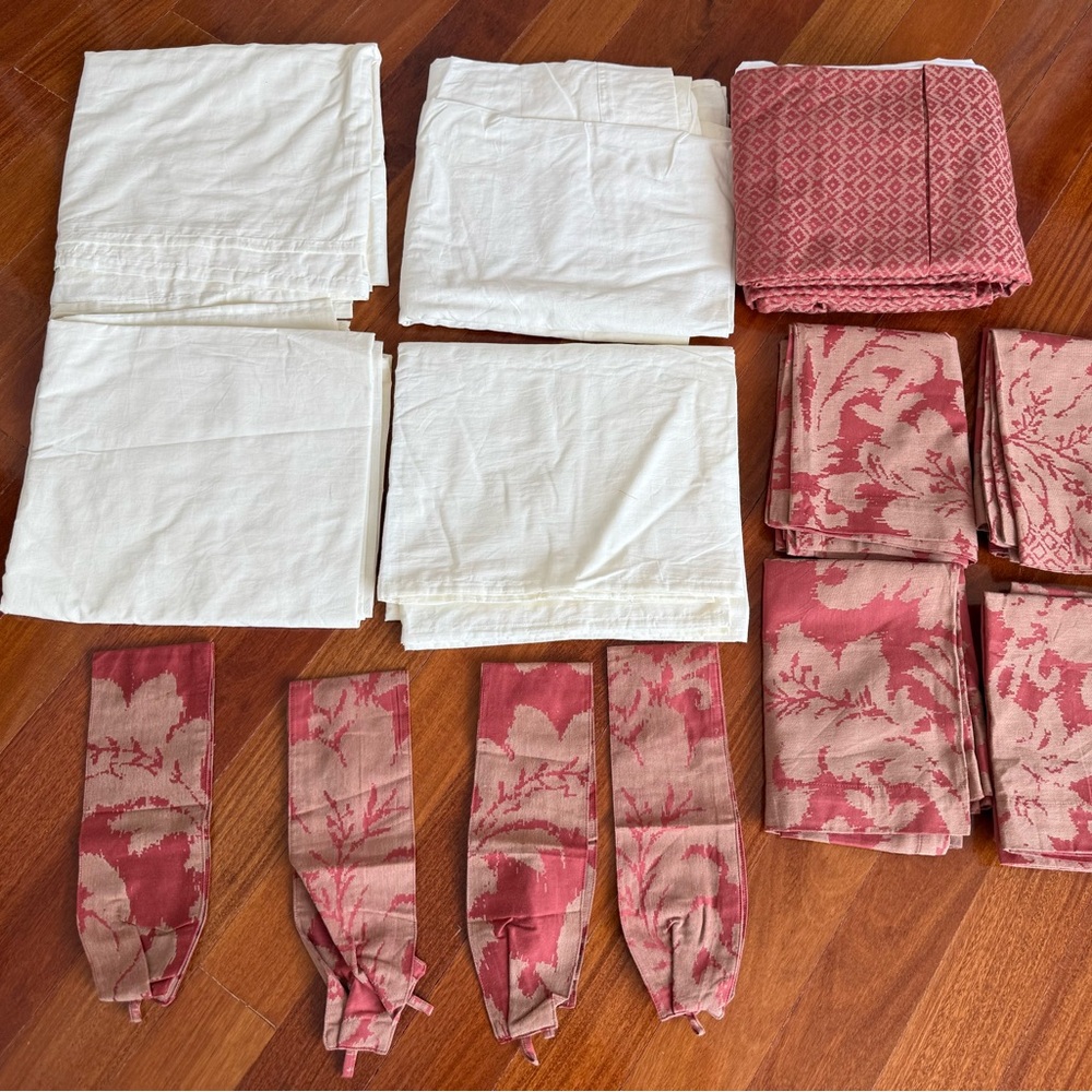 New Martha Stewart Lot 13 Pc’s Curtains Panels Valances Tiebacks King Bed skirt